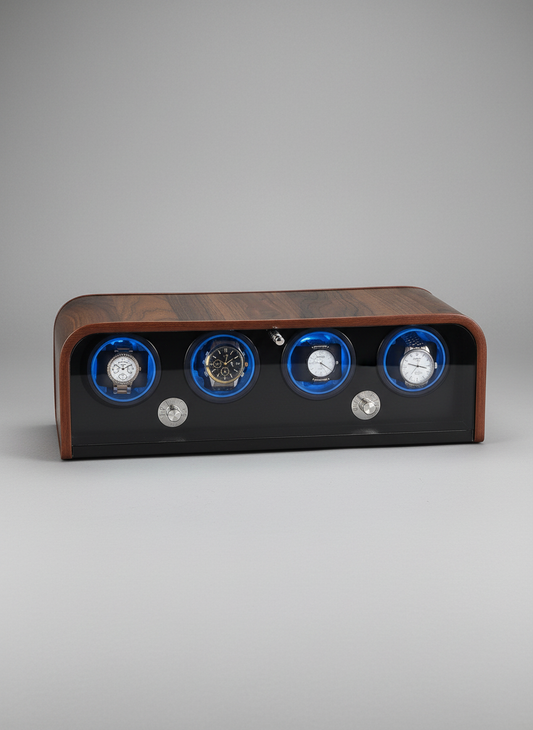 Boîte à montre automatique bois LED bleu avec montres