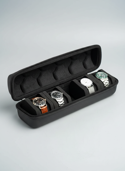 Boîte à montre homme ronde noire avec montres