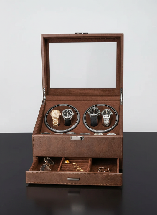 Boîte à montre automatique grande capacité marron avec montres