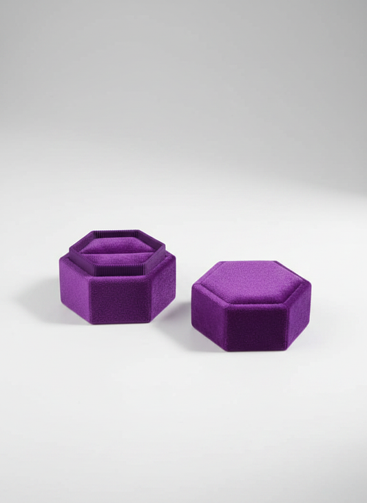 Écrin à bague octogonal velours violet