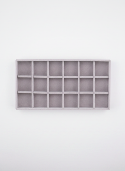 Plateau à bijoux velours gris 18 compartiments