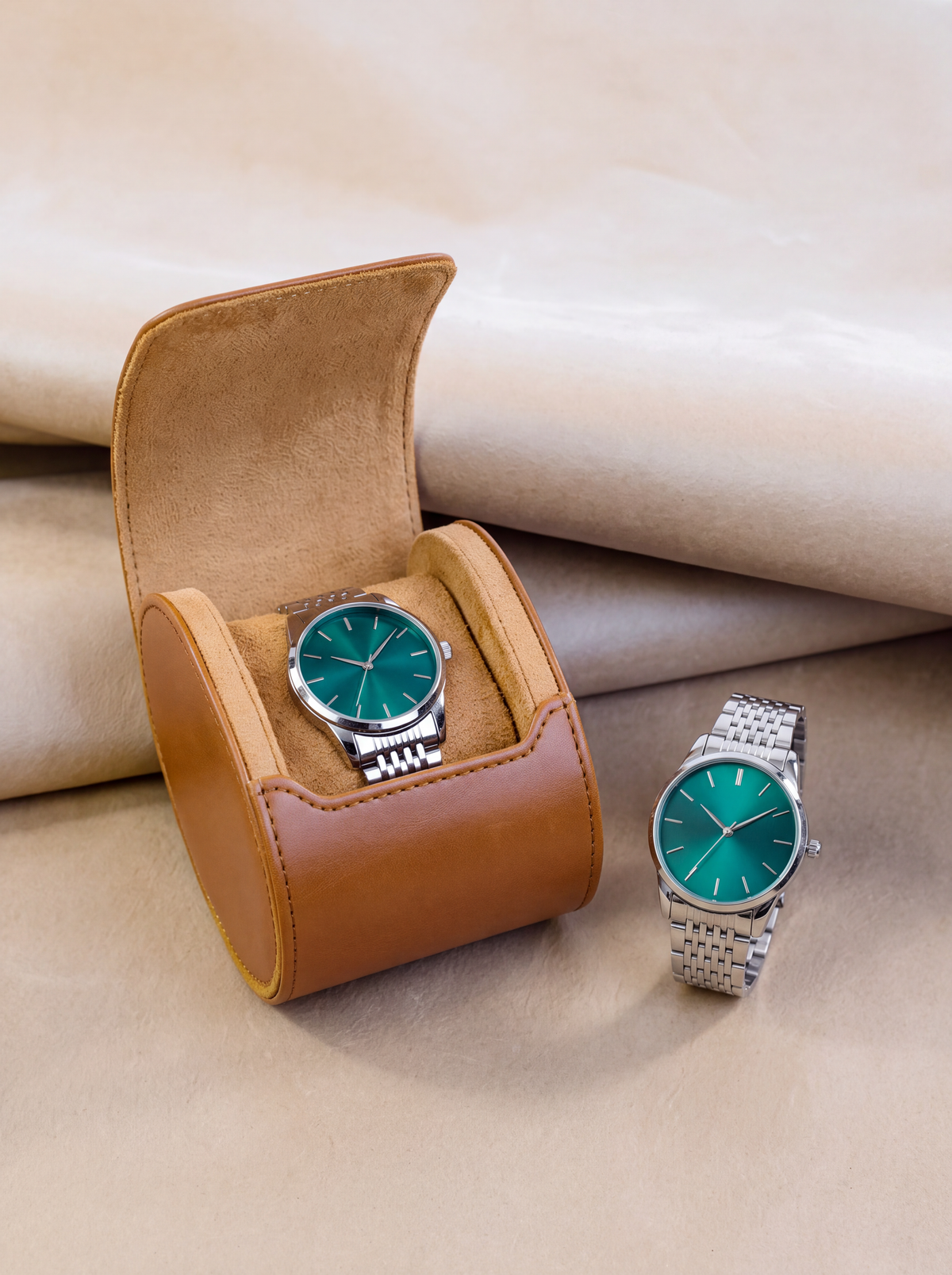 Boîte à Montre Homme 1 Montre Coussin Amovible Marron – Étui Roulé Voyage