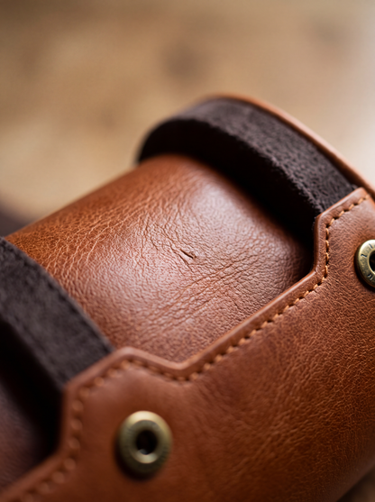 Boîte à Montre Homme 4 Compartiments Cuir PU Marron – Écrin de Voyage Compact