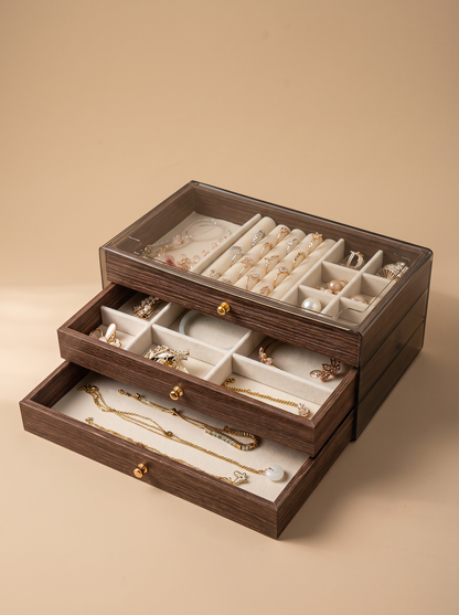 Boîte à Bijoux Multi-Niveaux en Velours