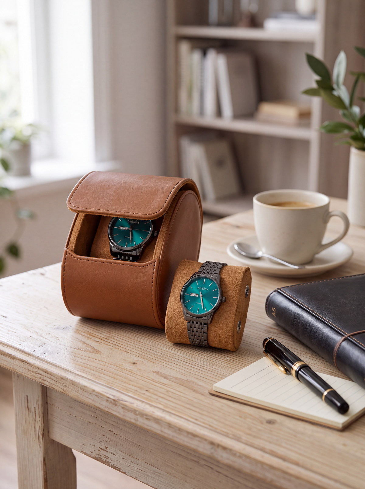 Boîte à Montre Homme 1 Montre Coussin Amovible Marron – Étui Roulé Voyage