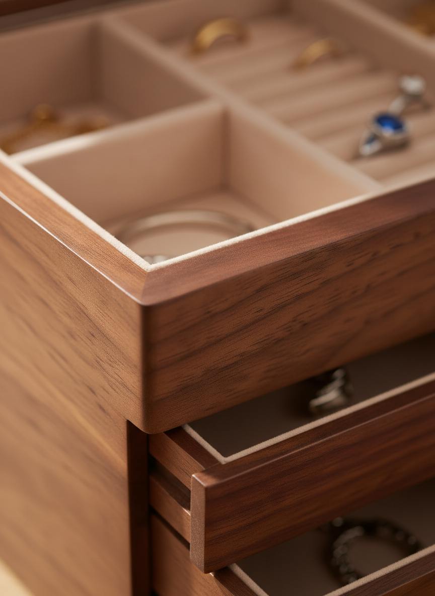 Boîte à Bijoux En Bois de Noyer