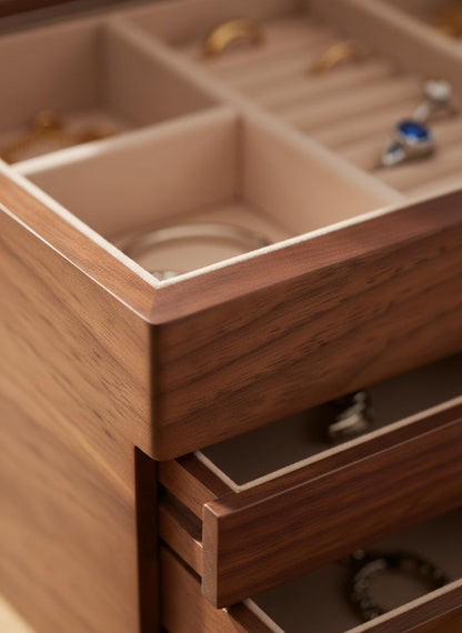 Boîte à Bijoux En Bois de Noyer