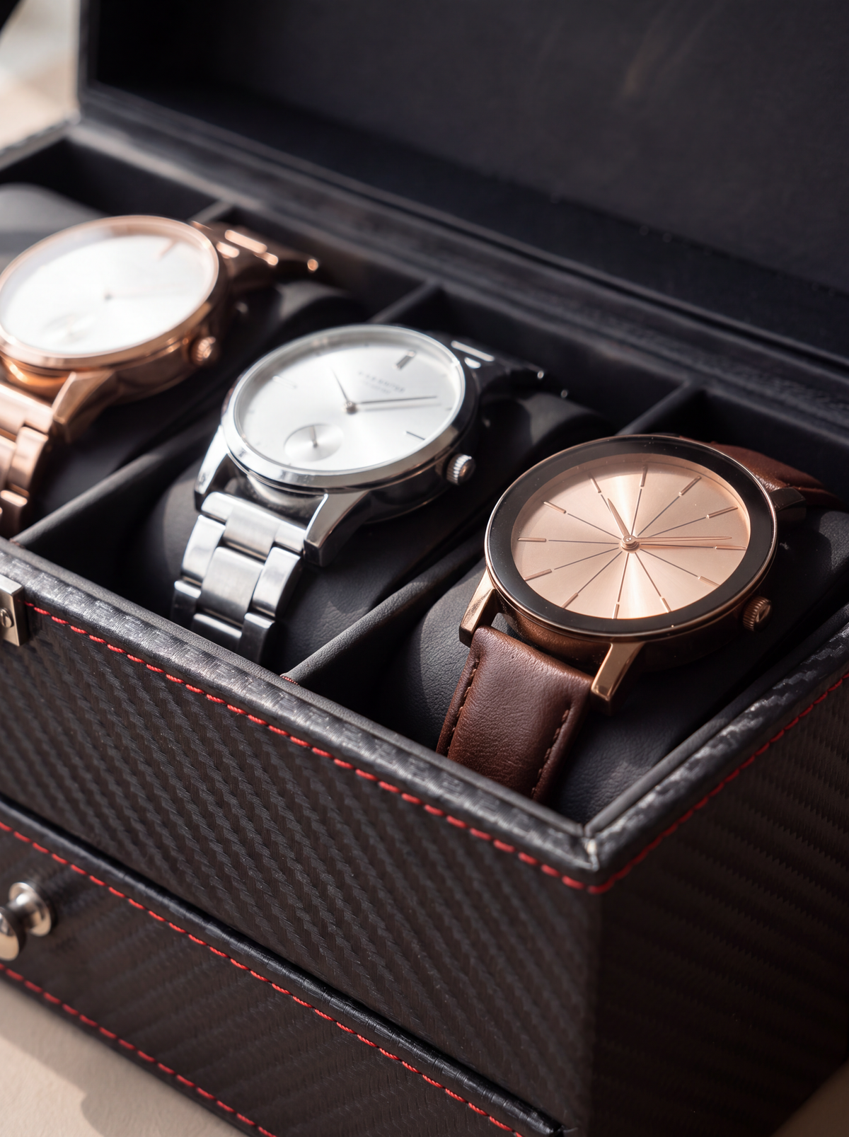Boîte à Montre Homme Double Niveau Premium Cuir PU Noir – Coffret Cadeau
