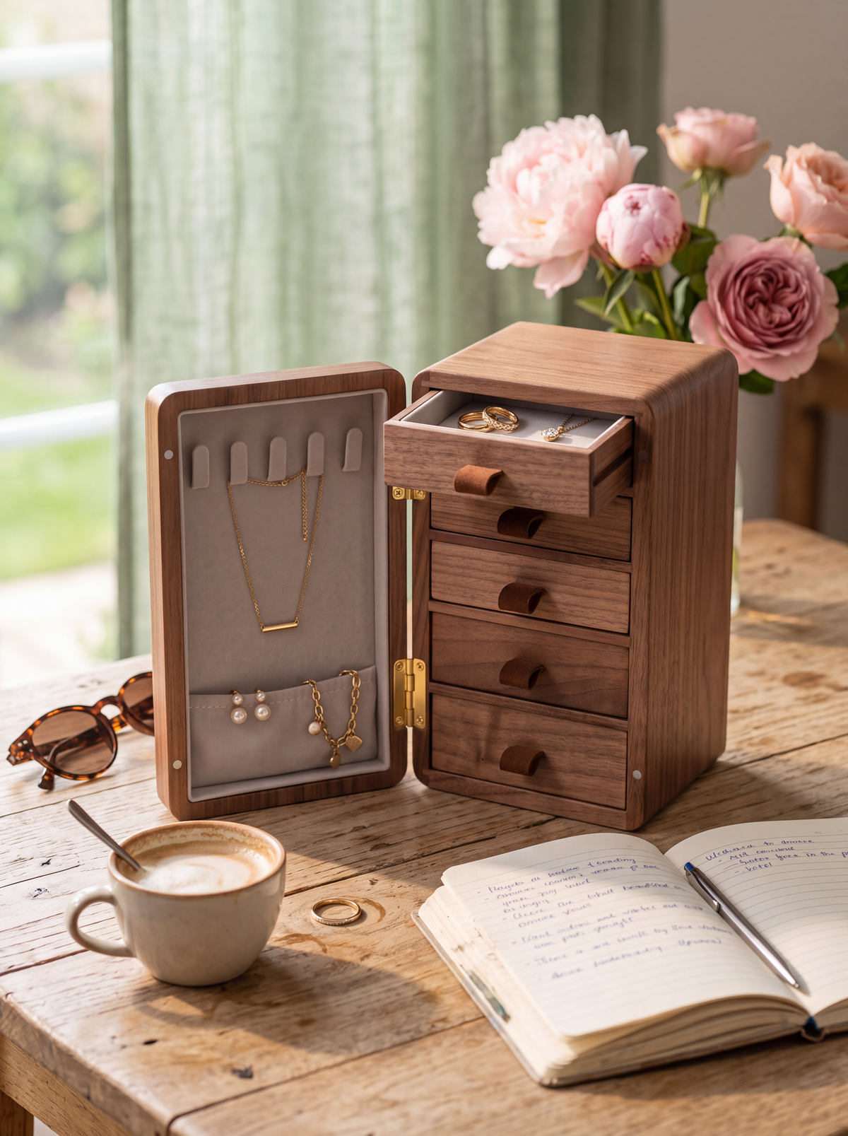 Boîte à bijoux moderne en bois