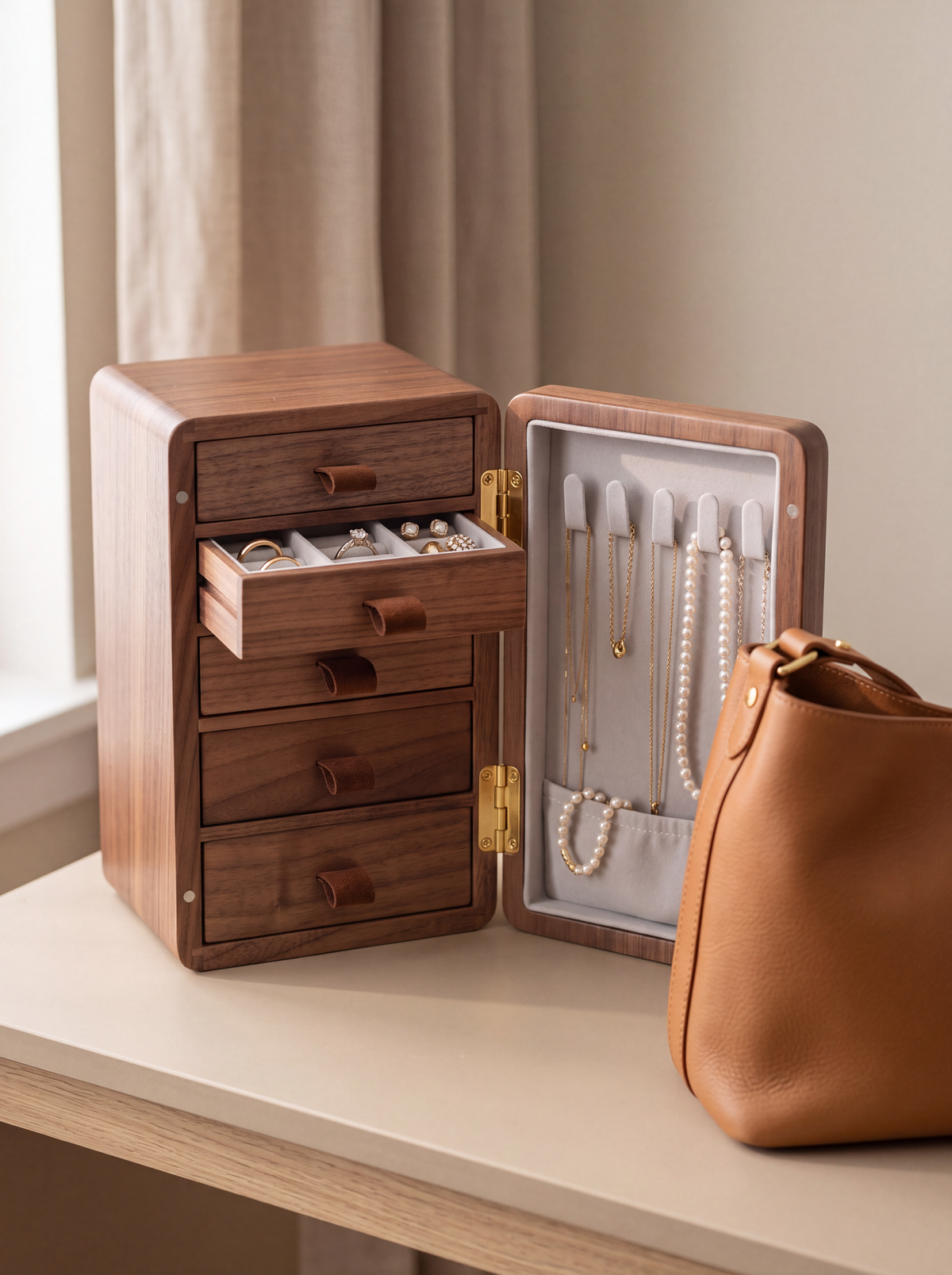 Boîte à bijoux moderne en bois