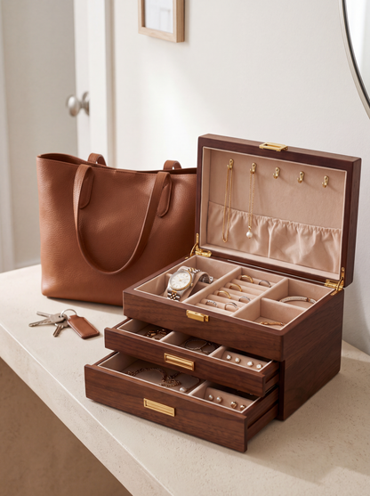 Boîte à Bijoux En Bois de Noyer