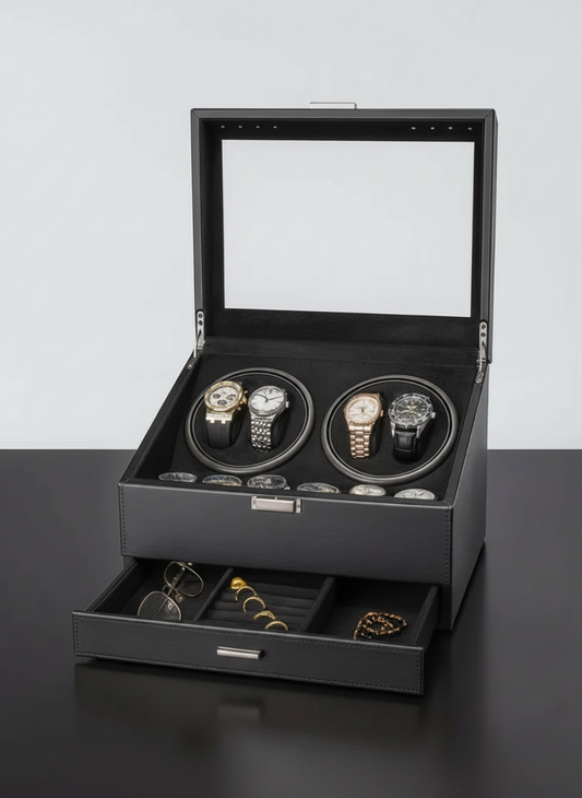 Boîte à montre automatique grande capacité noire avec montres