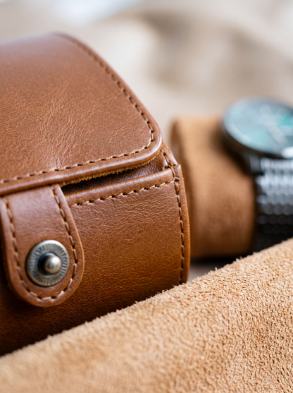 Boîte à Montre Homme 1 Montre Coussin Amovible Marron – Étui Roulé Voyage