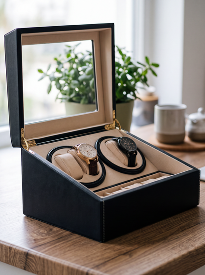 Remontoir Cuir PU Noir