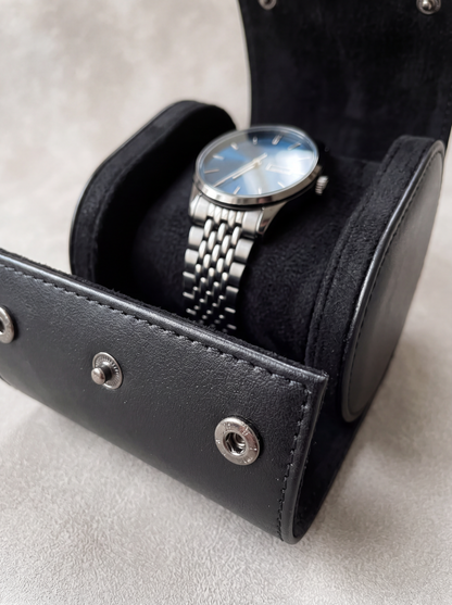 Boîte à Montre Homme 1 Montre Coussin Amovible Noir – Étui Roulé Voyage