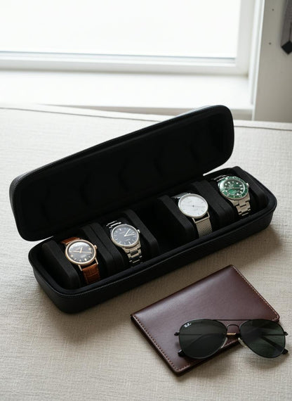 Étui de voyage 5 montres coque rigide avec accessoires