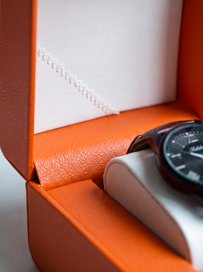 Boîte à Montre Homme 1 Montre Cuir PU Orange – Présentoir Cadeau