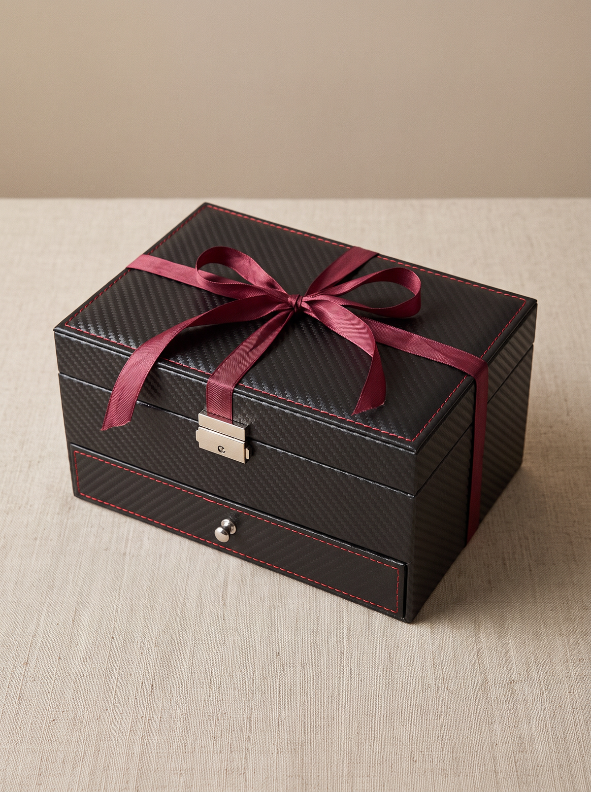 Boîte à Montre Homme Double Niveau Premium Cuir PU Noir – Coffret Cadeau