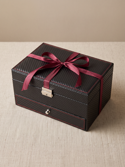 Boîte à Montre Homme Double Niveau Premium Cuir PU Noir – Coffret Cadeau