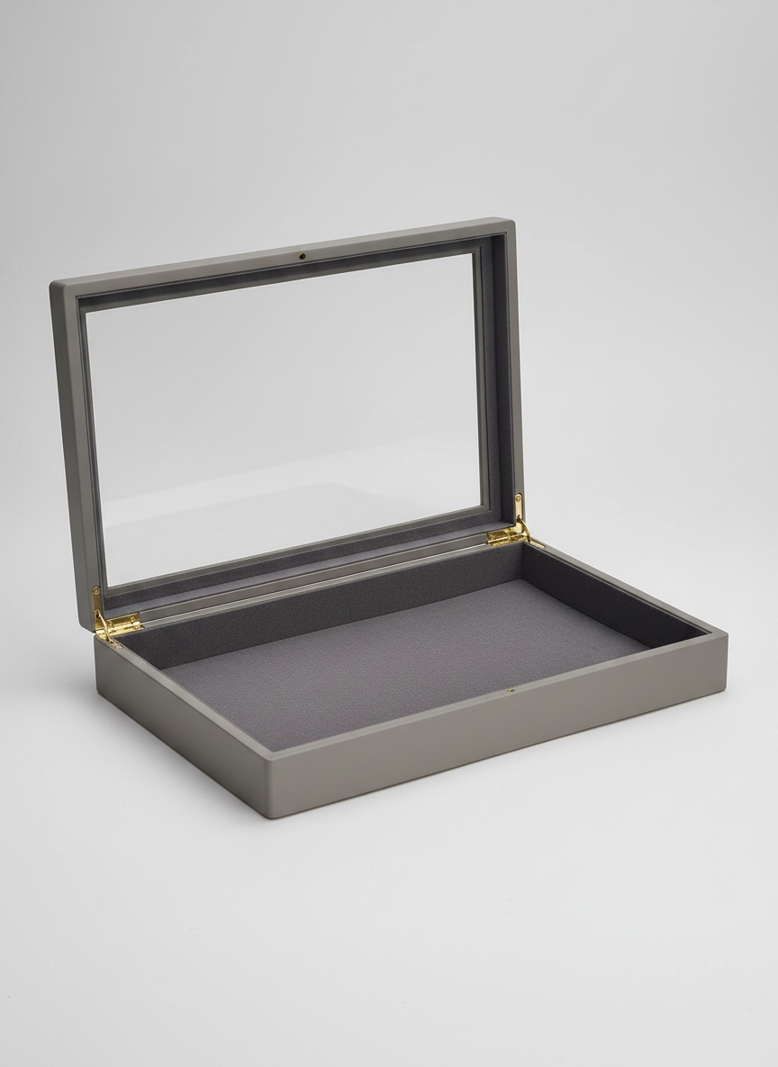 Boîte à bijoux bois gris rétro sans compartiments