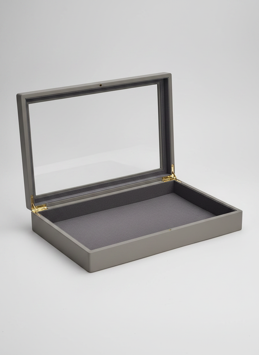 Boîte à bijoux bois gris rétro sans compartiments