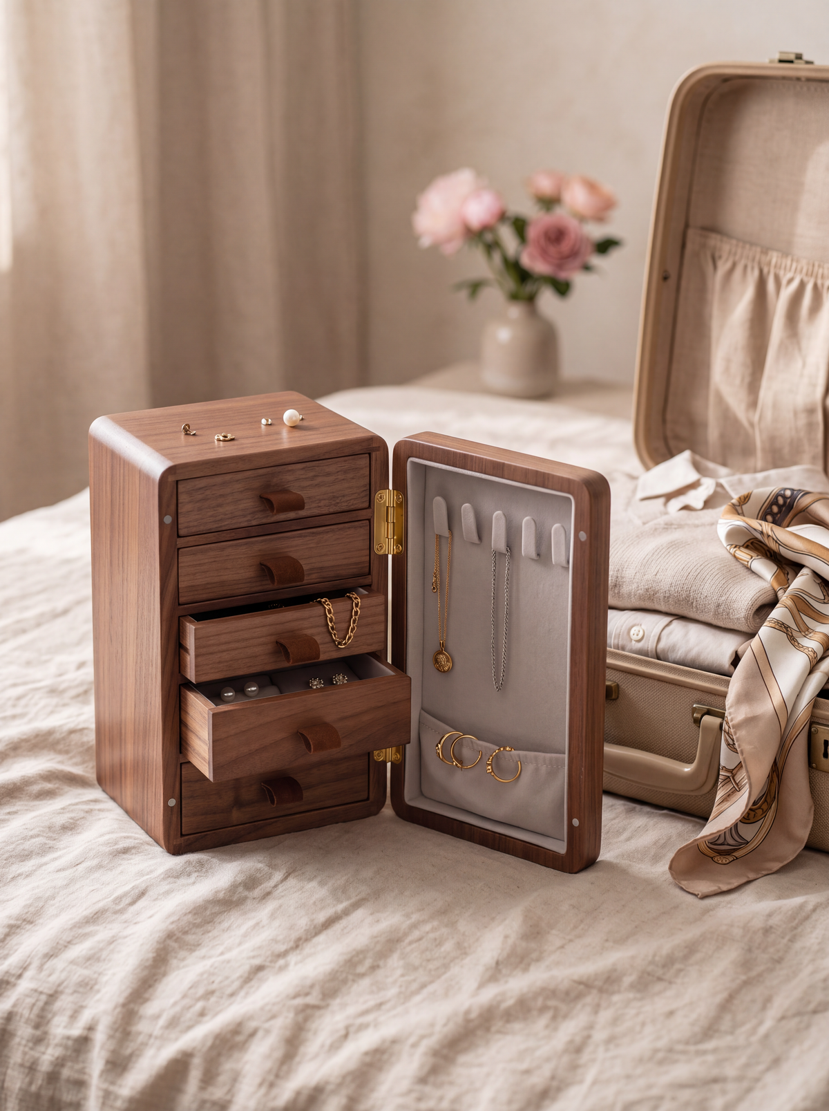 Boîte à bijoux moderne en bois