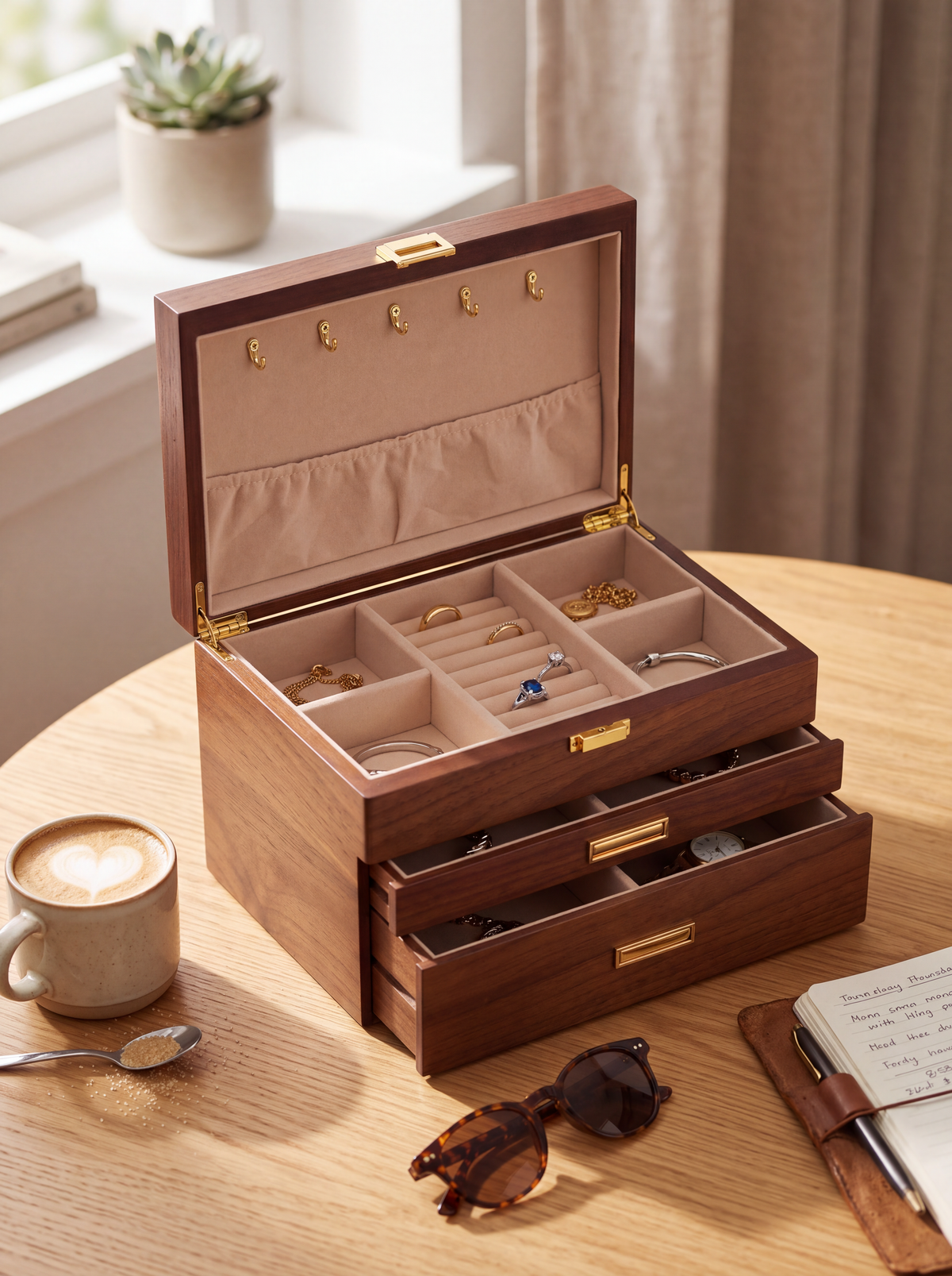 Boîte à Bijoux En Bois de Noyer