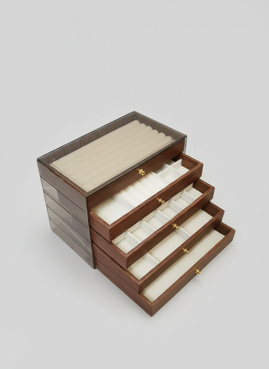 Boîte à bijoux multi-niveaux 5 étages velours