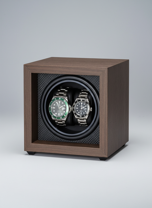 Boîte à montre automatique meuble bois noyer avec montres