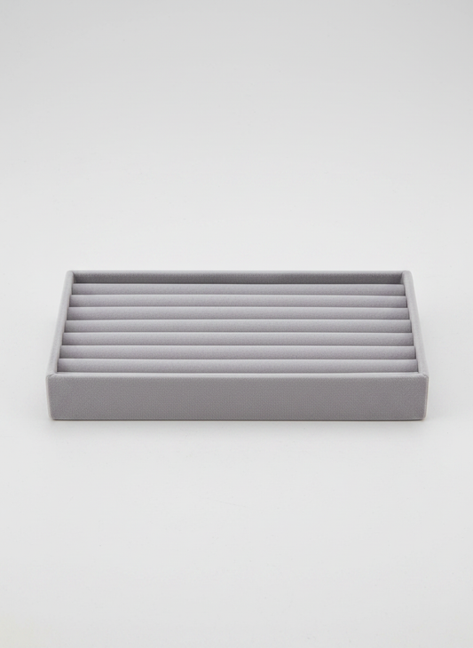 Plateau à bijoux velours gris rayé