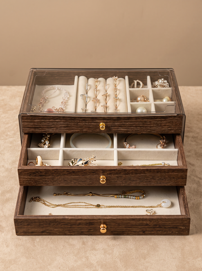 Boîte à Bijoux Multi-Niveaux en Velours