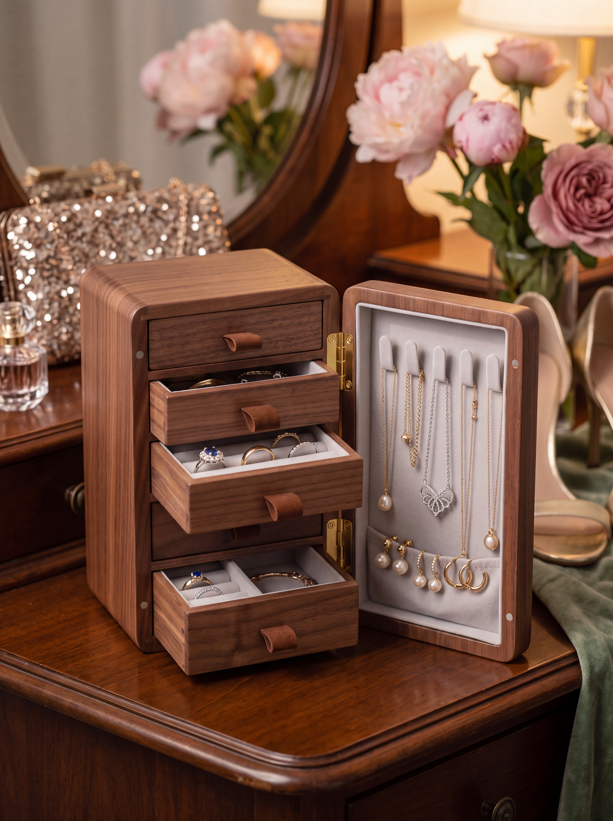 Boîte à bijoux moderne en bois