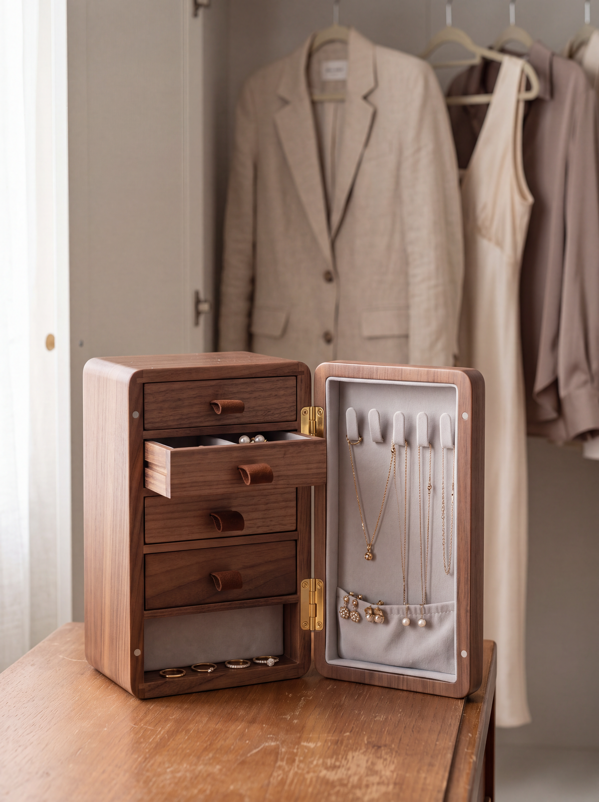 Boîte à bijoux moderne en bois