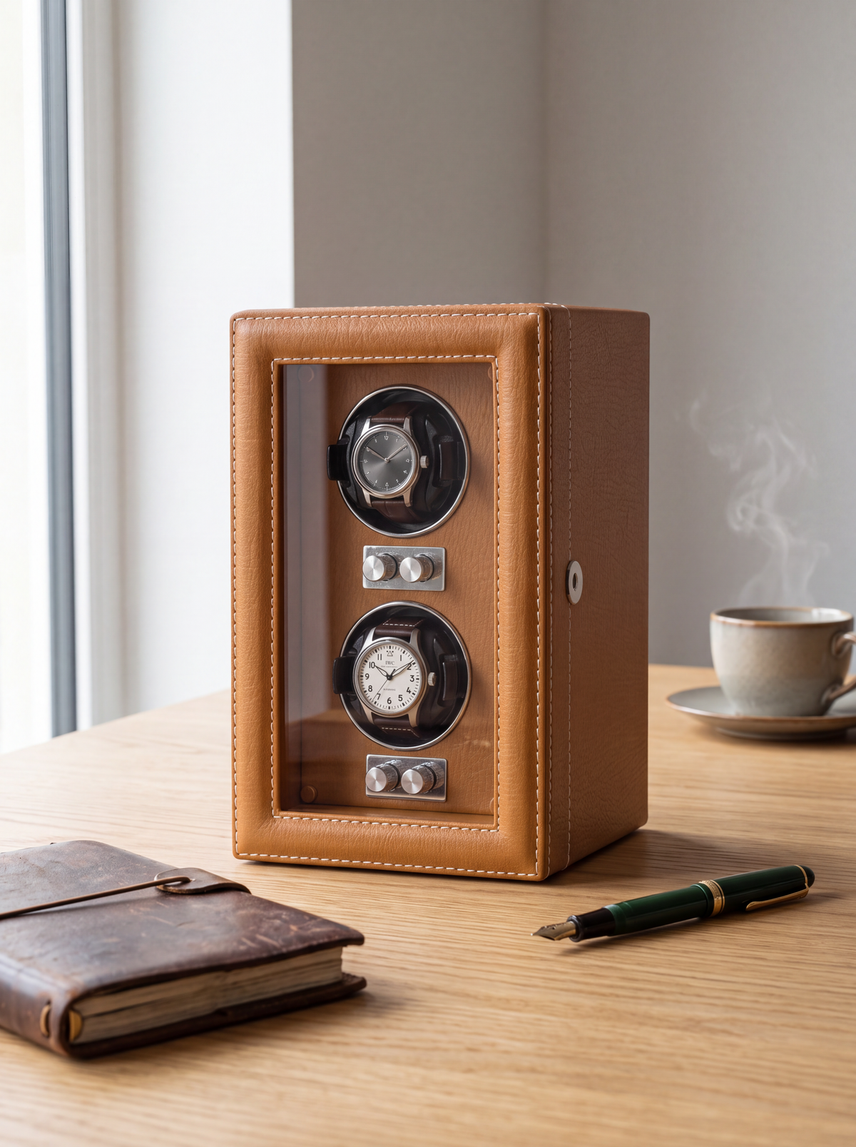 Remontoir 2 Montres Cuir Verrou